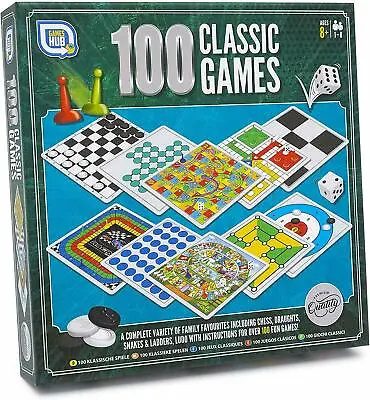 100 Classic Games Classic Family Board Games Compendium Draughts Chess Ludo • £7.95