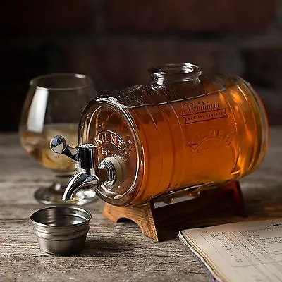 £24.99 • Buy Kilner 1 Litre Glass Barrel Spirit Dispenser For  Brandy, Whisky Cognac & Rum