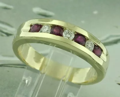 Mens Men's 1.01 Ct Natural Diamond Ruby Ring Solid Yellow Gold 14k Made USA Band • $1150