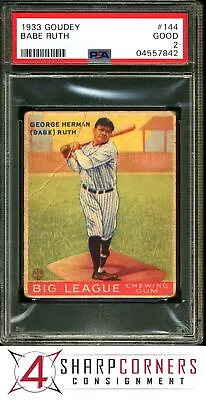 1933 Goudey #144 Babe Ruth Yankees Hof Psa 2 • $4083