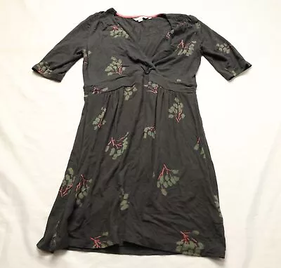 Boden Women's Smocked Shoulder Floral Pattern Tunic Dress AC9 Gray Size 8 • $16.79