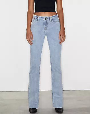 £20 • Buy MOTEL ROCKS Frayed Low Rise Jeans In Light Wash Blue (MR1)