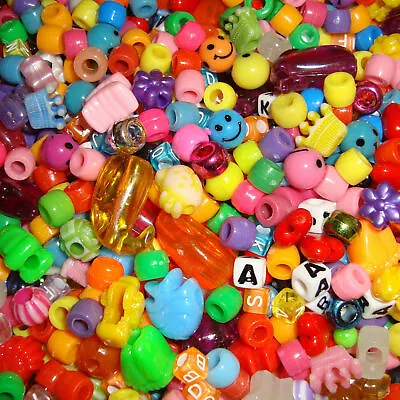 200 Beads For Children's Crafts Kids Threading Sewing • £2.99