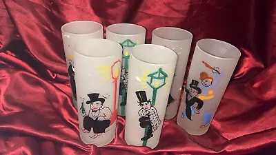 6 Vintage Frosted Tom Collins/Highball Glasses Mid Century Modern Handpainted • $24.99