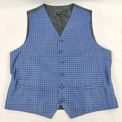 Pronto Uomo Casual Dress Up 6 Button Vest Men's Size Large L Blue Black • $29.98