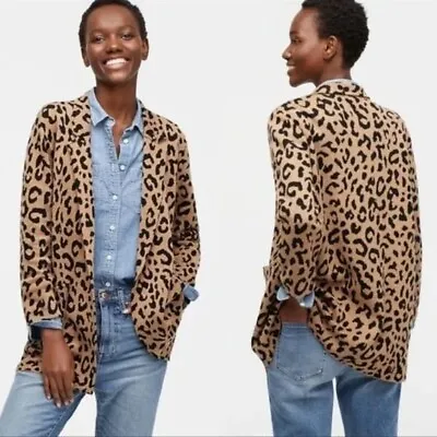 NWOT J. Crew Size XXS Sophie Open Front Sweater-Blazer Cardigan In Leopard #0528 • $60