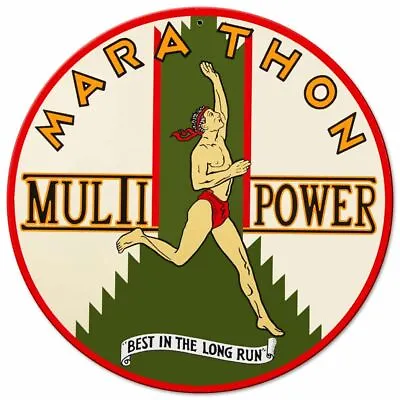 Marathon Multi Power 14  Round Heavy Duty Usa Made Metal Gas Advertising Sign • $72