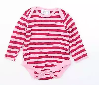 Babaluno Girls Pink Striped Cotton Babygrow One-Piece Size 3-6 Months Button • £5