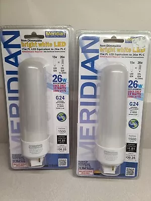 Meridian (2) 26W PL-C 13185 Bulb Bright White LED 1500 Lumens 25000 Hrs G24 • $12.95