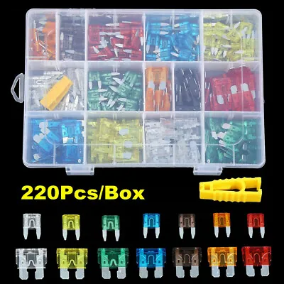 220Pcs Mini Standard Blade Fuse Assortment Auto Truck Car Assorted Fuses ATM APM • $7.99