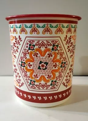 Vintage Tupperware One Touch Canister Red Lid 2418B-2 Orange Rosemaling Tole Red • $16.99