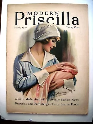 March 1929 Magazine  Modern Priscilla  - Stunning Picture Nurse Holding Baby*  • $42