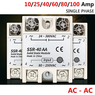 AC 80-250V To AC 24-380V Solid State Relays Module 10A To 100A Single Phase SSR • $39.75