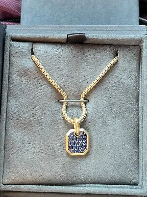 David Yurman Mens Sapphire Pendant With Yellow Gold Chain • $1