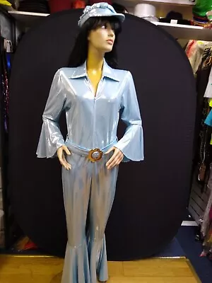 Sky Blue Silver Metallic Catsuit 70s Style • £70