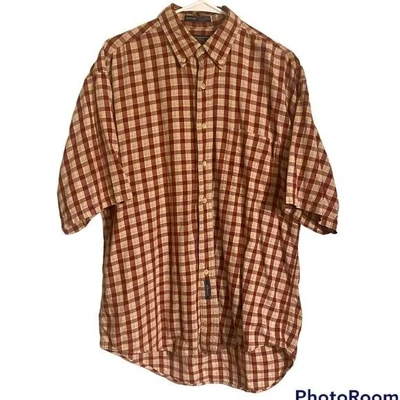 $15 • Buy BD Baggies Vintage Red Short Sleeve Plaid Collared Button Down Men’s Medium