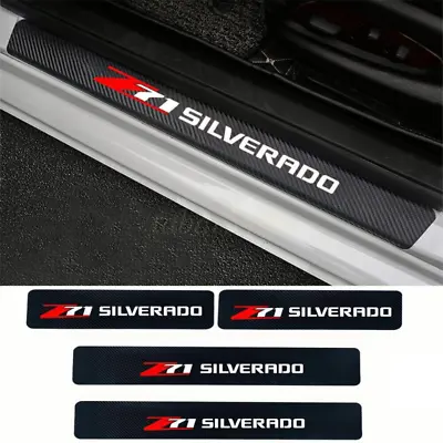 For Chevy Silverado Z71 Car Door Sill Protector Carbon Fiber Leather Sticker • $20