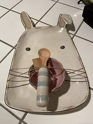 MudPie Chip Dip Rabbit Tray With Bowl And Spoon. 2021 • $35