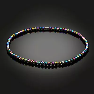 Magnetic Hematite Therapy Beaded Necklace Choker Weight Loss Unisex Jewelry Gift • £3.83