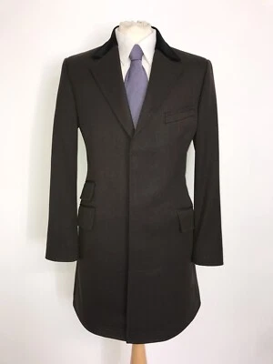 £149.99 • Buy JAEGER - Mens Long DARK BROWN COVERT WOOL COAT - S - 38 Reg - BEAUTIFUL OVERCOAT
