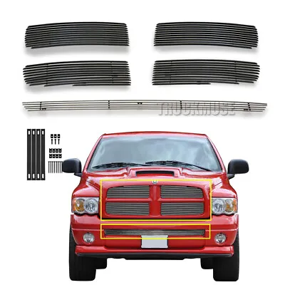 Chrome Front Billet Grille Grill Combo For 2002-2005 Dodge Ram 1500/2500/3500 • $112.99