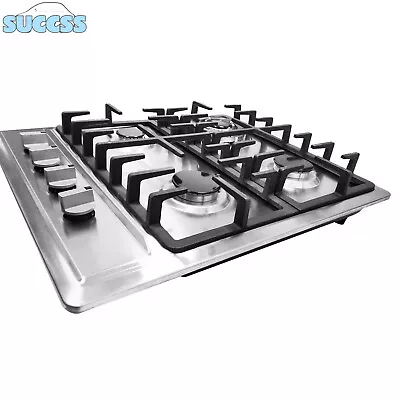 4 Burners Stove Top Built-In Gas Propane NG 23  Cooktop Cooking Stainless Steel • $138.01