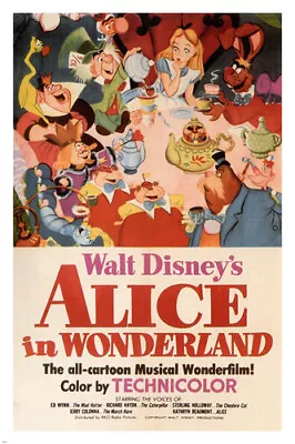 Walt Disney's Alice In Wonderland MOVIE POSTER 1951 20x30 VINTAGE CARTOON - VY1 • $9.99