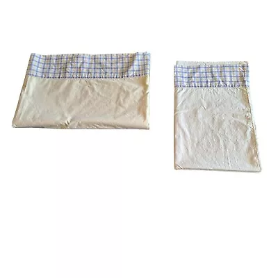 Vintage Dan River Twin Flat Sheet Pillowcase Combed Percale Plaid Yellow Soft • $26.99