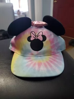 Disney Tie Dye Snap Back Mini Mouse Youth Cap/Hat Ears And Pink Bow Adjustable • $9.98
