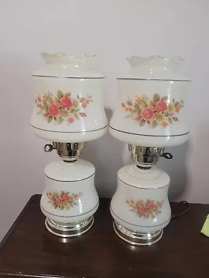 Vintage GWTW 3 Way Hurricane Lamp Rose Pattern • $39.99