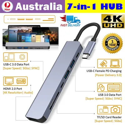 $6.29 • Buy 7in1 USB-C Type C 4K HDMI USB 3.0 SD/TF Reader HUB Adapter For MacBook IPad Pro