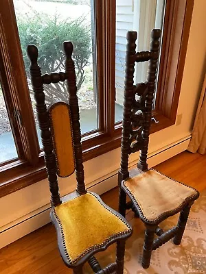 His And Hers Antique Late 1800's Jacobean Spanish Hall Prayer Chairs (2) • $100
