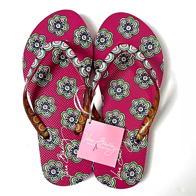 NEW Vera Bradley Flip Flops Small 5 / 6 Pink Swirls Flowers Sandals Beach Pool • $13.75