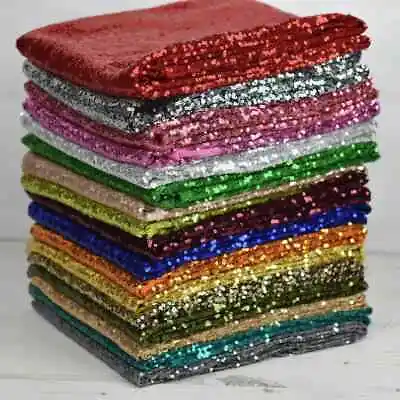 Sequin Glitter Mesh Net Bling Material Stretch Dress Craft Fabric Meter 130cm • £2.99