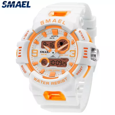 SMAEL Sport Watches Men Fashion White LED Wristwatch Boys Girls Digital Watch • $13.91