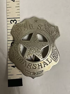 US MARSHALL With Embossed Scrollwork Shield Badge Pin Old West 3  Novelty Badge  • $17.99