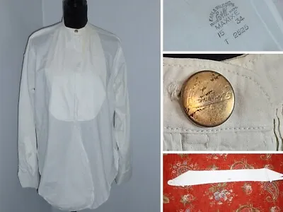 Antique Tuxedo Shirt 3 Pc Set Victorian Edwardian Men's Wing Tip Collar Sz 44 • $134