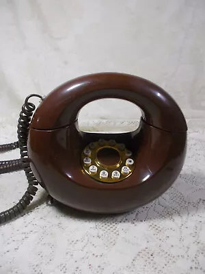 Vintage Brown Donut Telephone-Round Push Button-Parts Or Repair-Amer Tele Corp • $75