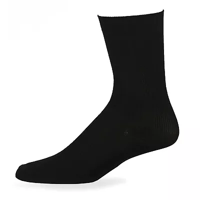 Mens Dress Socks Pairs 12 Crew Casual Fashion Ribbed Size 9-11 10-13 Solid Black • $9.49