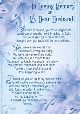 Memorial Grave Card IN LOVING MEMORY OF MY DEAR HUSBAND Sentimental Poem Message • £3.55