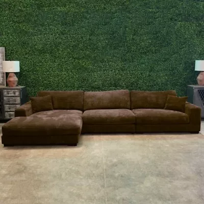 Brown Corduroy Modular Sectional Sofa W/ Left Chaise 3-Piece L-Shaped Sofa Set • $2199