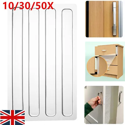 Self Adhesive Buffer Strips Silicone Door Stopper Cabinet Bumpers Wall Protector • £3.71