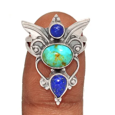 Angel Wing - Composite Kingman Blue Mohave Turquoise 925 Silver Ring S.6 CR29903 • $17.99