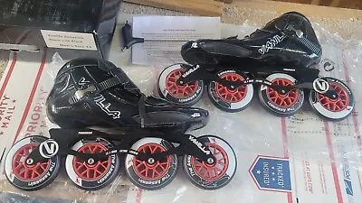 Vanilla Assassin Inline Speed Skates Black Size 13 Men's 12.4 Inch 4x100. 195mm • $249.99