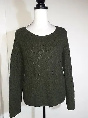 ❤Next Size 6 Dark Olive Green Cable-Knit Zip- Back Jumper~ VGC❤ • £14.99