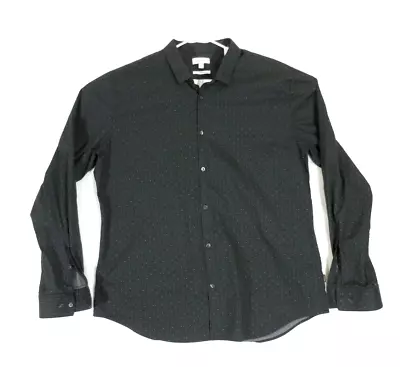$17.79 • Buy Calvin Klein Up Shirt Men's Size 2XL Long Sleeve Button Black Polka Dot Casual