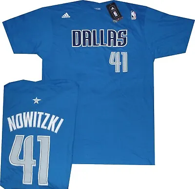 Dallas Mavericks Dirk Nowitzki Throwback Net Print Adidas Shirt Blue New Tag 2XL • $27.95