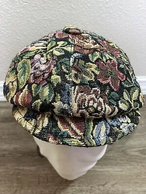 Vintage Newsboy Hat Floral Pattern Adjustable Chic One Size • $19.88