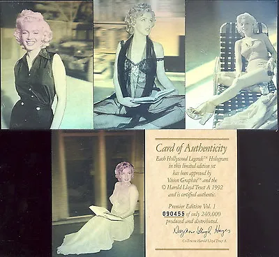 Marilyn Monroe 1992 Vision Graphix Hologram Card Set Mm1 To Mm4 • $10.80