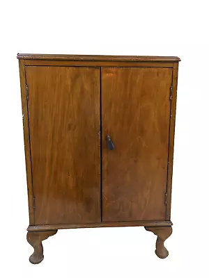 £75 • Buy CABINET 3 Shelf Mahogany Tiger Wood Antique Cabriole Legs Lock Bookcase Storage